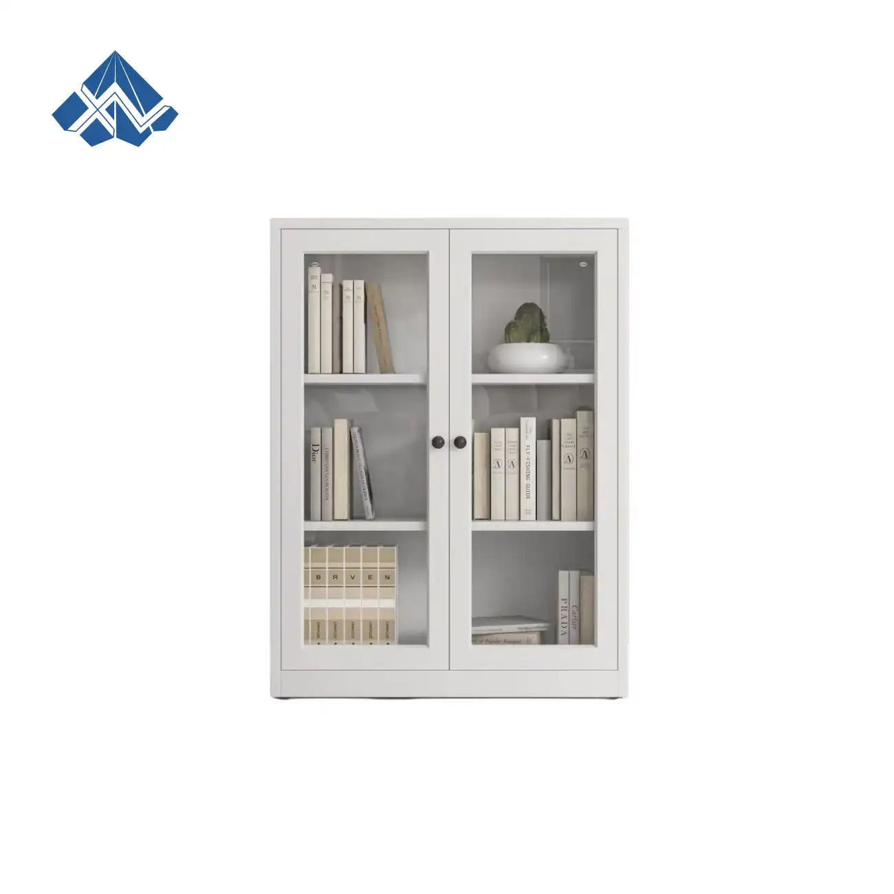 Double-door Glass Low Cabinet
